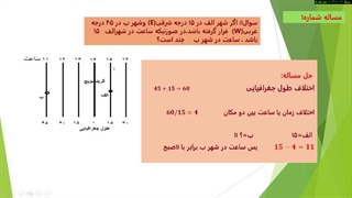 صورت مسائل طول جغرافیایی وساعت