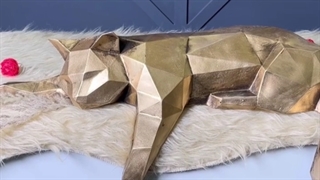 مجسمه گربه تنبل خوابیده پلی رزین