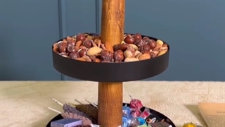 استند ۲طبقه گرد فلزی دسته چوبی