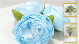 سرگل پیونی مصنوعی بزرگ آبی | پیونی آبی کمرنگ