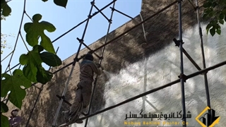 فوم پاششی پلی یورتان دیوار سیمانی ساختمان مسکونی