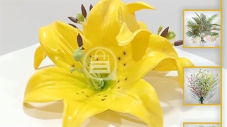 سرگل مصنوعی اورینتال زرد چرمی | گل اورینتال