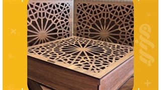 نمونه کار برش لیزری روی چوب - تابلو سازی تابان رشت