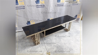 میز تلویزیون شیک و درجه یک با متریال استیل و رویه شیشه دودی