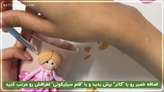 آموزش تزئین لیوان ماگ باخمیر پلیمری میهن طرح دختر گوگولی