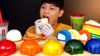 اسمرفود سری چهارم : چالش خوردن کیک موچی رینبو و شیر و چای سبز - موج کره ای