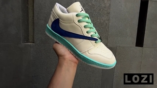 کفش کتانی مردانه ساق کوتاه سفیدآبی فیروزه ای نایک AirJordan مدل 3163