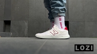 کفش کتانی کلاسیک مردانه سفید قرمز 574 NEW balance مدل 3180