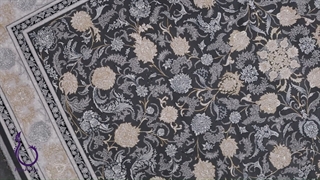 فرش 700 شانه - طرح حریر طلاکوب دودی با تراکم 2550 آکریلیک